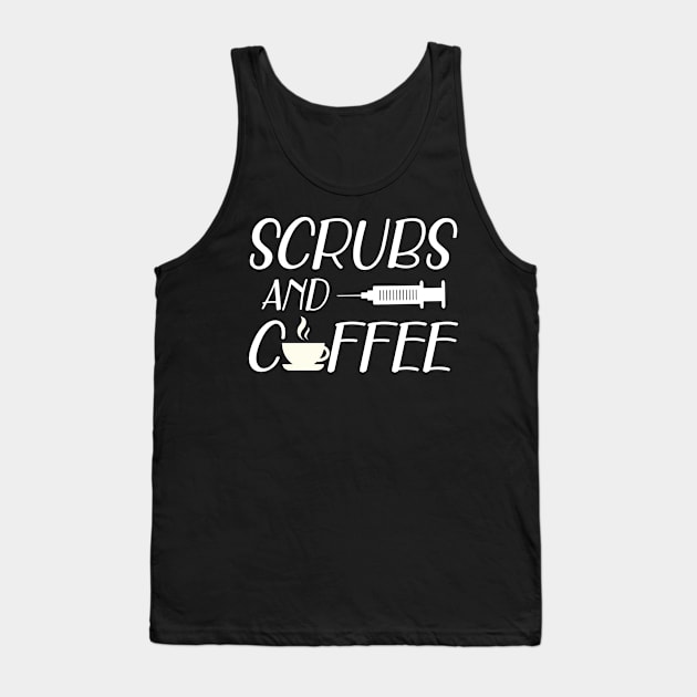 Nurse - Scrubs and coffee w Tank Top by KC Happy Shop